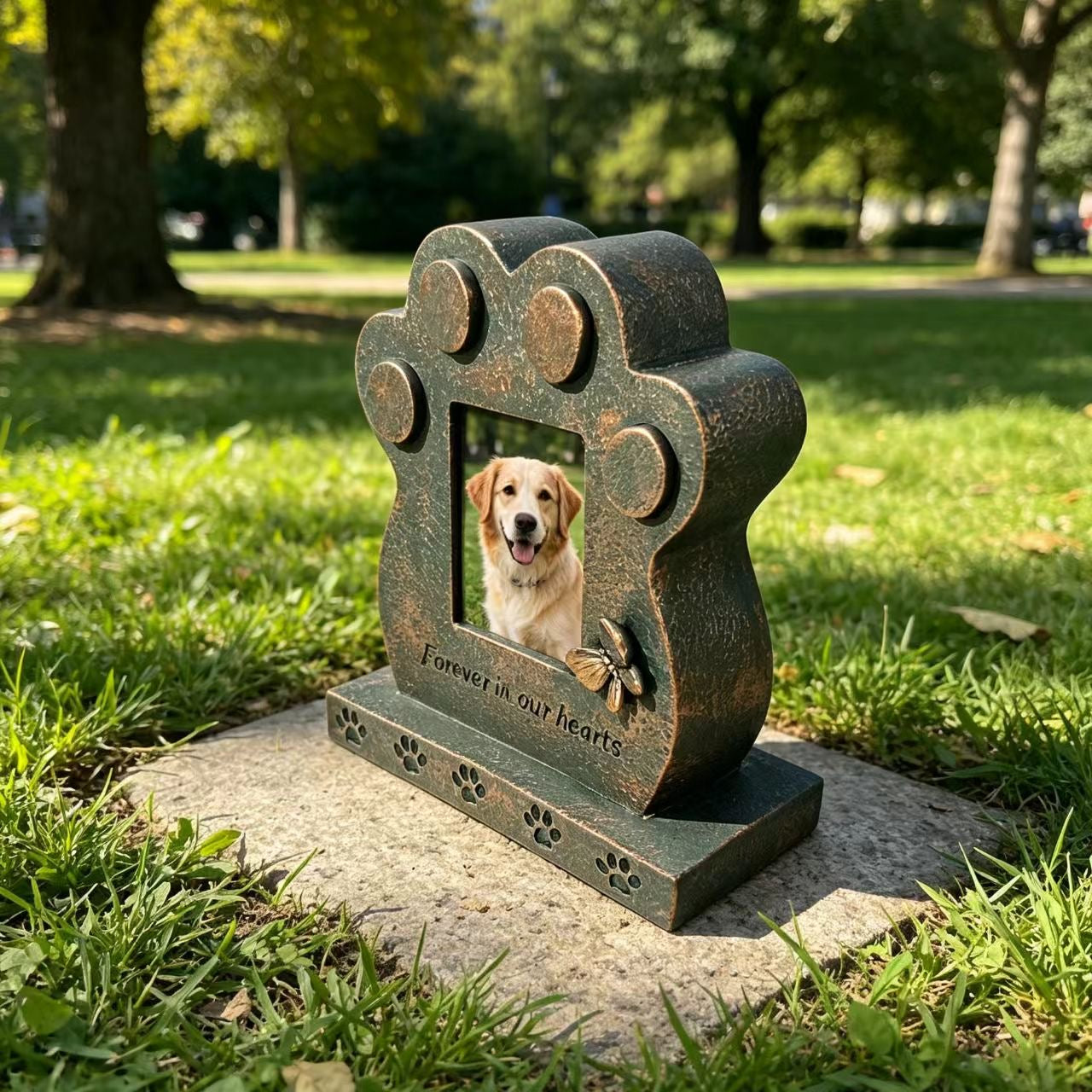 Pet Memorial Stone Heart Keepsake-Antique Bronze